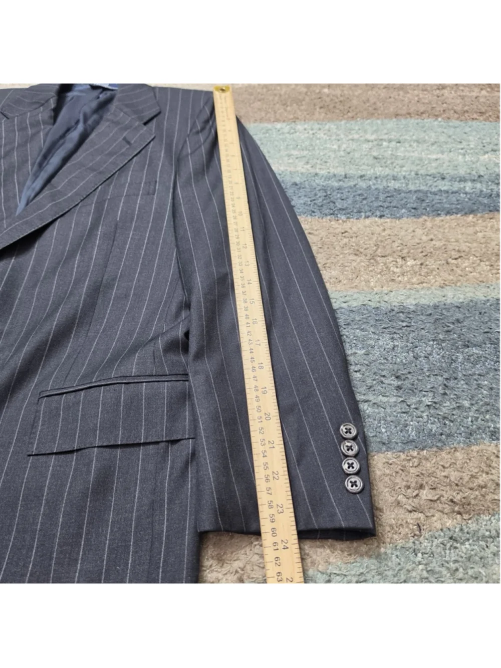 Polo Ralph Lauren Blazer Mens 40R Gray Pinstripe Worsted Union Made In Italy